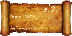 Argay Pál névjegykártya